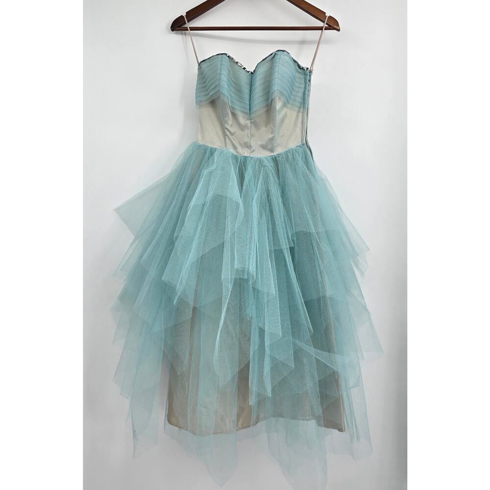 Vintage 50s Ice Blue Cupcake Dress Fairycore‎ Balletcore Prom Tulle Party XXS